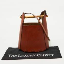 Pre Owned Loewe Brown Leather Bamboo Bucket Bag