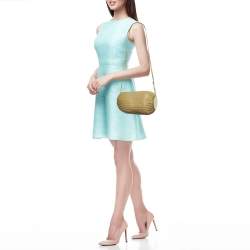 Pre Owned Loewe Clay Green Pleated Leather Bracelet Pouch Shoulder Bag