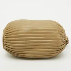 Pre Owned Loewe Clay Green Pleated Leather Bracelet Pouch Shoulder Bag