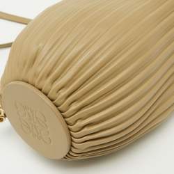 Pre Owned Loewe Clay Green Pleated Leather Bracelet Pouch Shoulder Bag