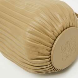 Pre Owned Loewe Clay Green Pleated Leather Bracelet Pouch Shoulder Bag