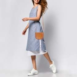 Loewe Brown/Yellow Leather Perforated Logo Pouch Heel Bag