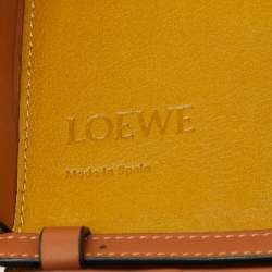 Loewe Brown/Yellow Leather Perforated Logo Pouch Heel Bag