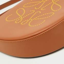 Loewe Brown/Yellow Leather Perforated Logo Pouch Heel Bag