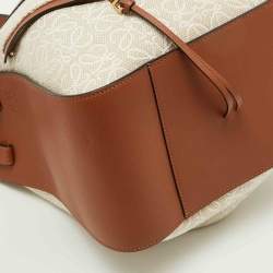 Pre Owned Loewe Beige/Tan Fabric and Leather Hammock Small 2way Hand Shoulder Bag