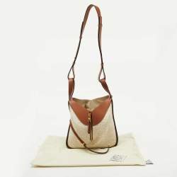 Pre Owned Loewe Beige/Tan Fabric and Leather Hammock Small 2way Hand Shoulder Bag