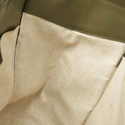 Pre Owned Loewe Olive Green Leather Cushion Tote