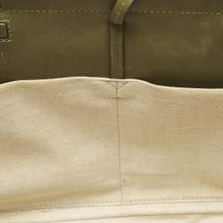 Pre Owned Loewe Olive Green Leather Cushion Tote