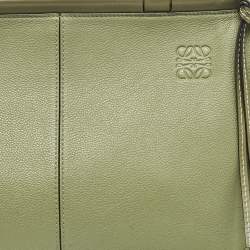 Pre Owned Loewe Olive Green Leather Cushion Tote