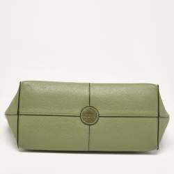 Pre Owned Loewe Olive Green Leather Cushion Tote