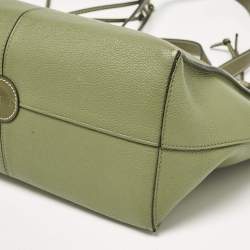 Pre Owned Loewe Olive Green Leather Cushion Tote