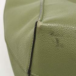Pre Owned Loewe Olive Green Leather Cushion Tote