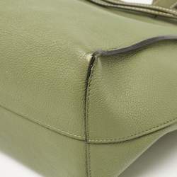 Pre Owned Loewe Olive Green Leather Cushion Tote