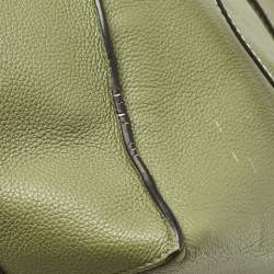 Pre Owned Loewe Olive Green Leather Cushion Tote