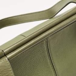 Pre Owned Loewe Olive Green Leather Cushion Tote