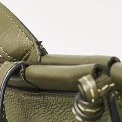 Pre Owned Loewe Olive Green Leather Cushion Tote