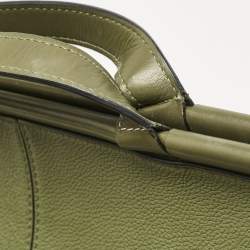 Pre Owned Loewe Olive Green Leather Cushion Tote