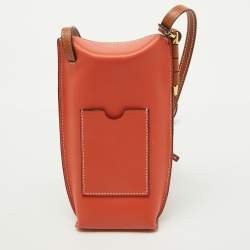 Pre Owned Loewe Rose Pink/Tan Leather Gate Pocket Bag