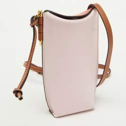 Pre Owned Loewe Rose Pink/Tan Leather Gate Pocket Bag