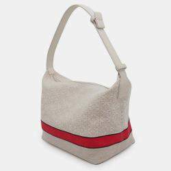 Loewe Bag Beige/Red Canvas Leather  Anagram Cuby Bag