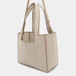 Loewe Ecru Canvas Size Medium Font Tote Bag