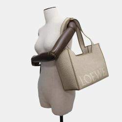 Loewe Ecru Canvas Size Medium Font Tote Bag
