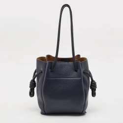 Pre Owned Loewe Midnight Blue/Black Leather Flamenco Knot Tote