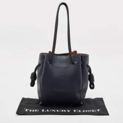 Pre Owned Loewe Midnight Blue/Black Leather Flamenco Knot Tote