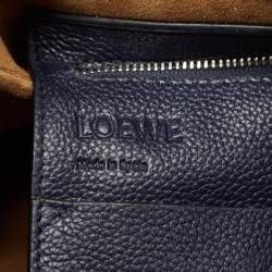 Pre Owned Loewe Midnight Blue/Black Leather Flamenco Knot Tote