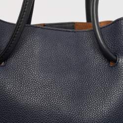Pre Owned Loewe Midnight Blue/Black Leather Flamenco Knot Tote
