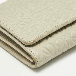 Loewe Sea Green Anagram Embossed Leather Repeat Compact Wallet