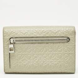 Loewe Sea Green Anagram Embossed Leather Repeat Compact Wallet