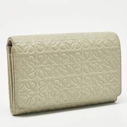 Loewe Sea Green Anagram Embossed Leather Repeat Compact Wallet
