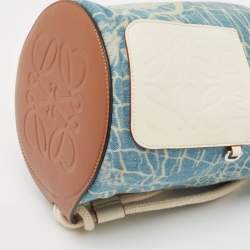 Pre Owned Loewe Blue/White Washed Denim and Leather Mini Sailor Mermaid Drawstring Bag