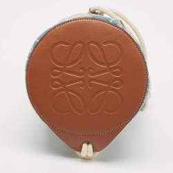 Pre Owned Loewe Blue/White Washed Denim and Leather Mini Sailor Mermaid Drawstring Bag