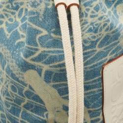 Pre Owned Loewe Blue/White Washed Denim and Leather Mini Sailor Mermaid Drawstring Bag
