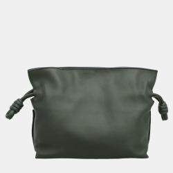 Loewe Dark Green Leather Mini Flamenco Clutch
