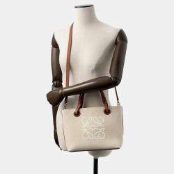Loewe Beige/Brown Canvas Leather  Mini Anagram Tote Bag