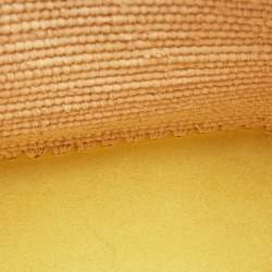 Loewe Yellow/Beige Leather and Raffia Mini Anagram Basket Tote