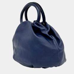 Pre Owned Loewe Navy Blue Leather Bounceback Small Bag