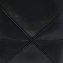 Pre Owned Loewe Black Leather Medium Puzzle Fold Convertible Tote