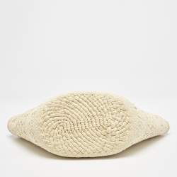 Loewe Cream/Brown Raffia and Leather Small Anagram Basket Bag