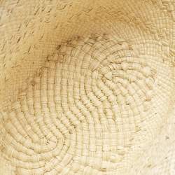 Loewe Cream/Brown Raffia and Leather Small Anagram Basket Bag