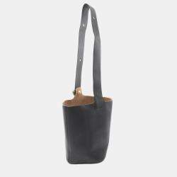 Loewe Black Leather Pebble Medium Bucket Shoulder Bag