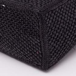 Loewe Black Raffia Small Font Tote 