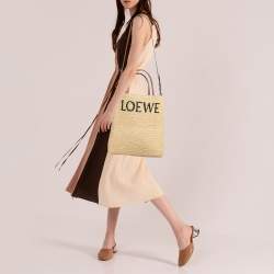 Loewe Beige/Brown Raffia and Leather Standard A4 Tote