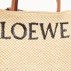 Loewe Beige/Brown Raffia and Leather Standard A4 Tote