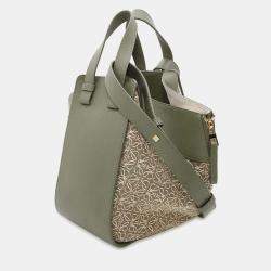 Loewe Beige/Green Canvas/Leather Small Hammock Shoulder Bag