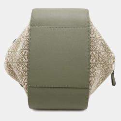 Loewe Beige/Green Canvas/Leather Small Hammock Shoulder Bag