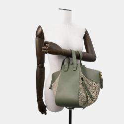 Loewe Beige/Green Canvas/Leather Small Hammock Shoulder Bag